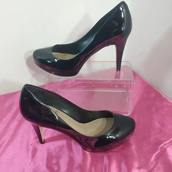 Vince Camuto Womens SZ 6.5M Zella Pump High Heel Black Patent Dress Shoe Classic - Picture 4 of 9